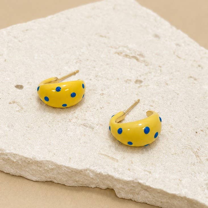 
                  
                    Butter Yellow Polka Dot Chunky Crescent Earrings
                  
                