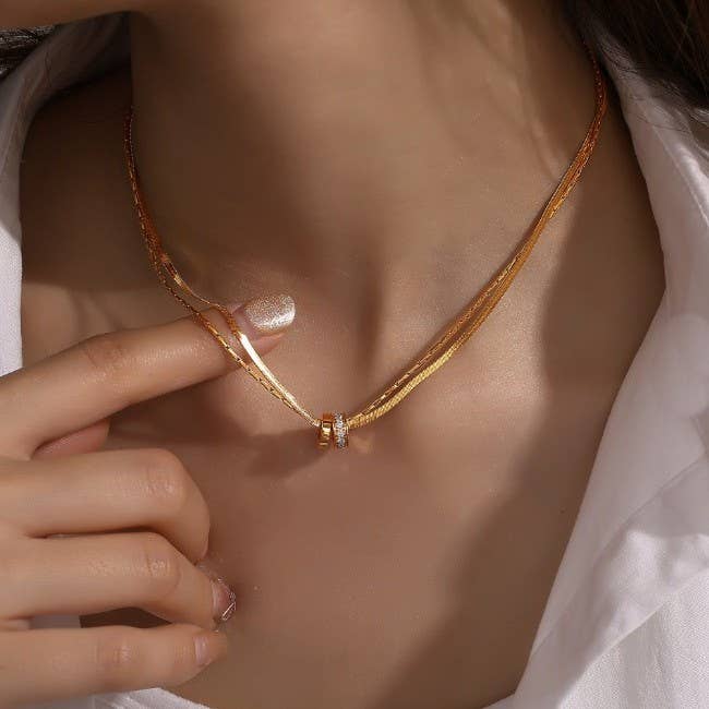 
                  
                    Layered Barrel Beads Necklace
                  
                