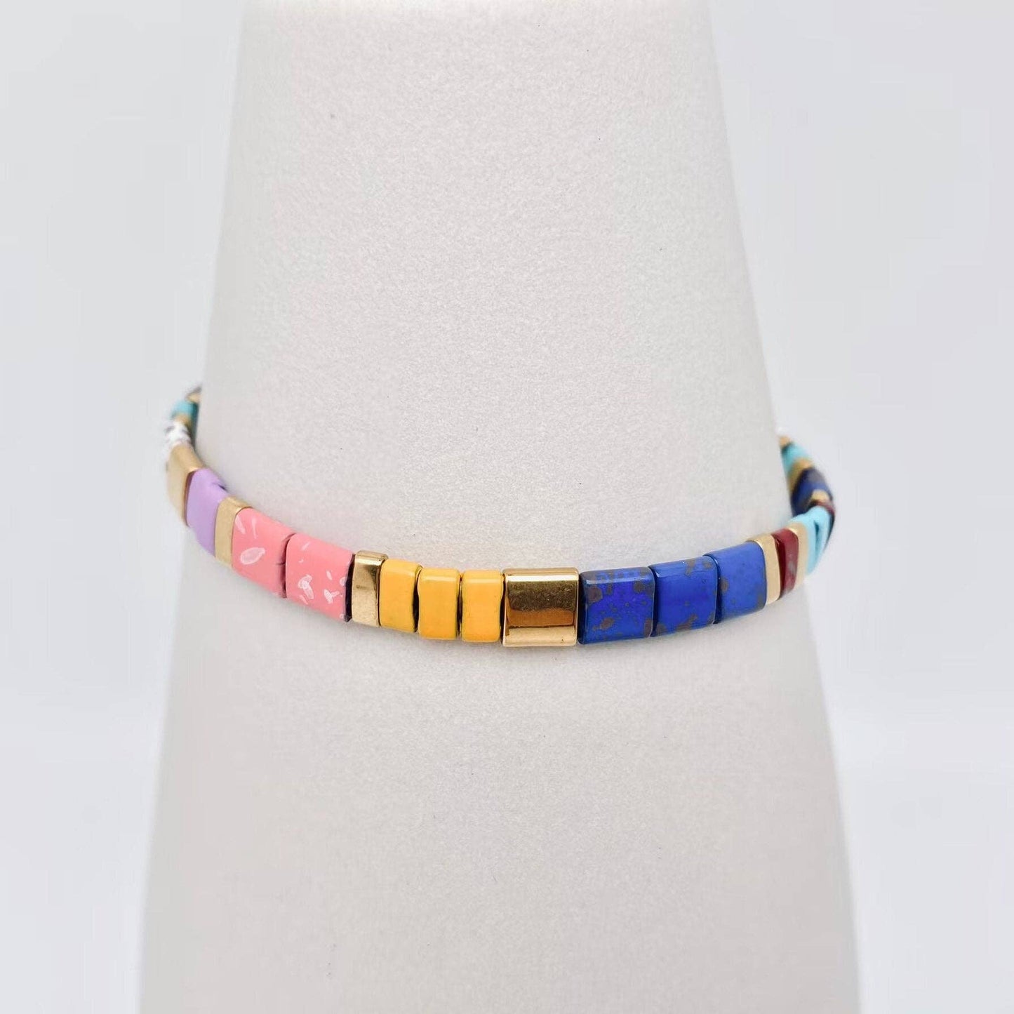 
                  
                    Glass TILA + Hematite Beaded Elastic Bracelets (Collection B)
                  
                
