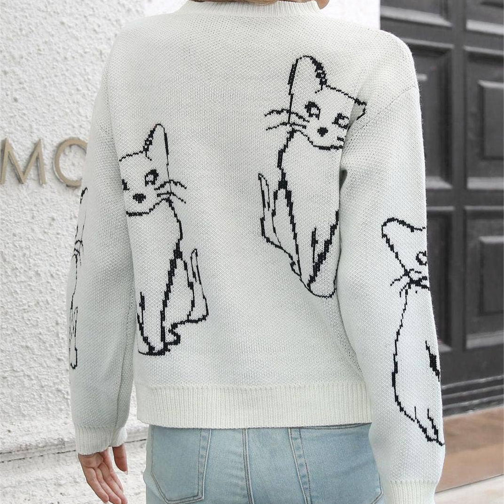 
                  
                    Cat Contour Jacquard Knit Sweater
                  
                