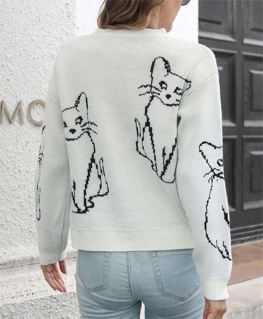 
                  
                    Cat Contour Jacquard Knit Sweater
                  
                