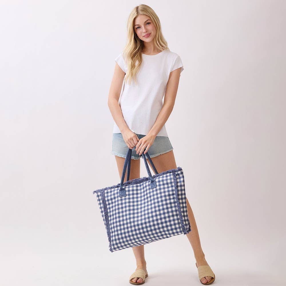 
                  
                    Gingham Low Pyle Terry XL Shoulder Tote
                  
                