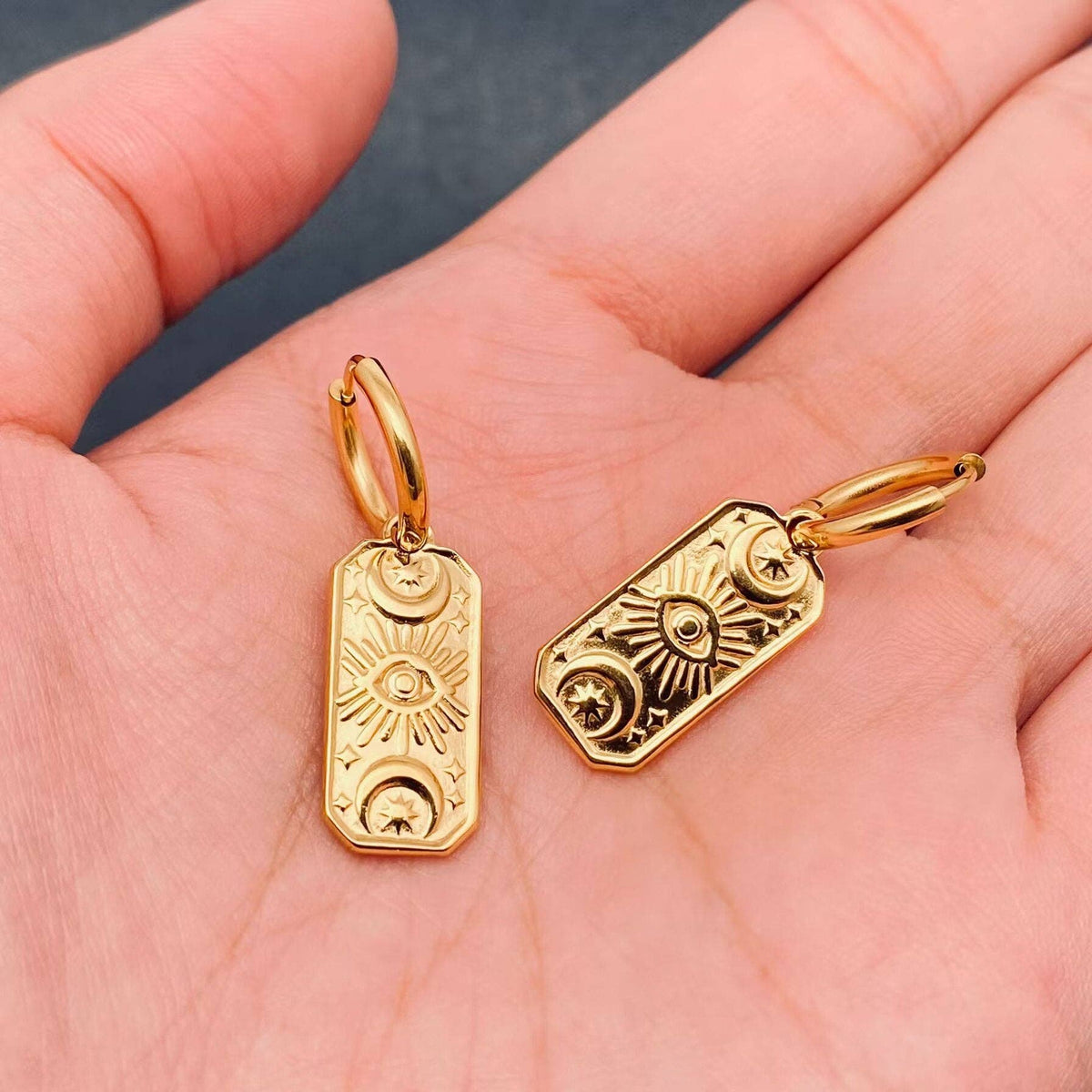 
                  
                    Evil Eye Tarot Card Charm Huggies
                  
                