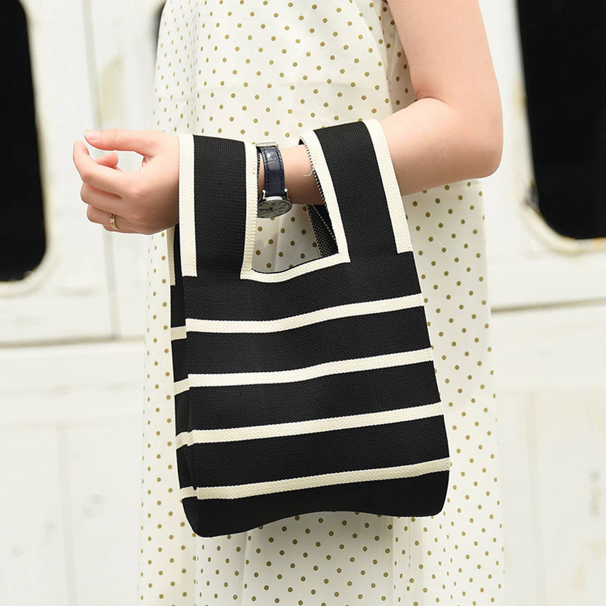 
                  
                    Knit Tote: Stripes
                  
                