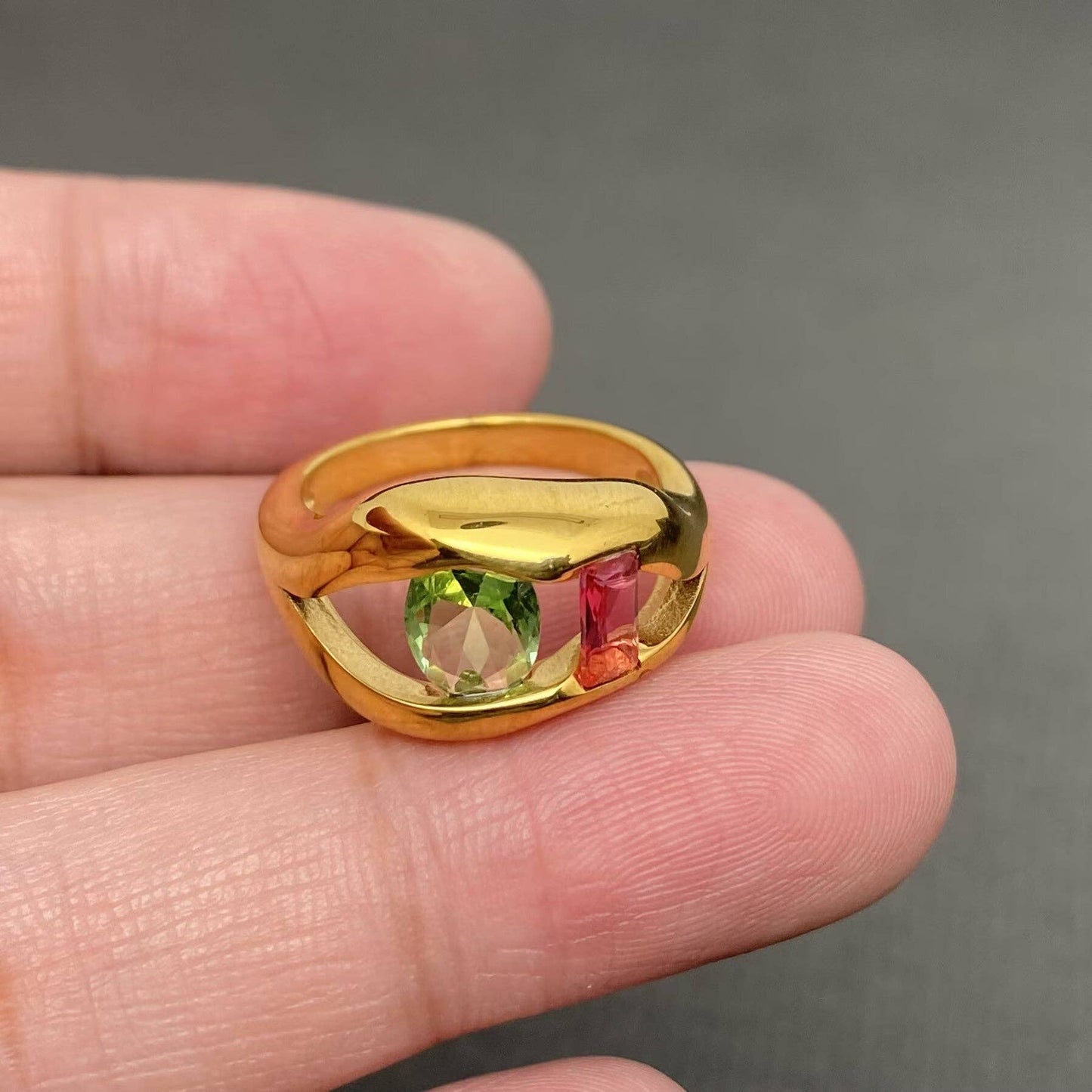 
                  
                    Colorful Zircon Hollow Statement Ring
                  
                