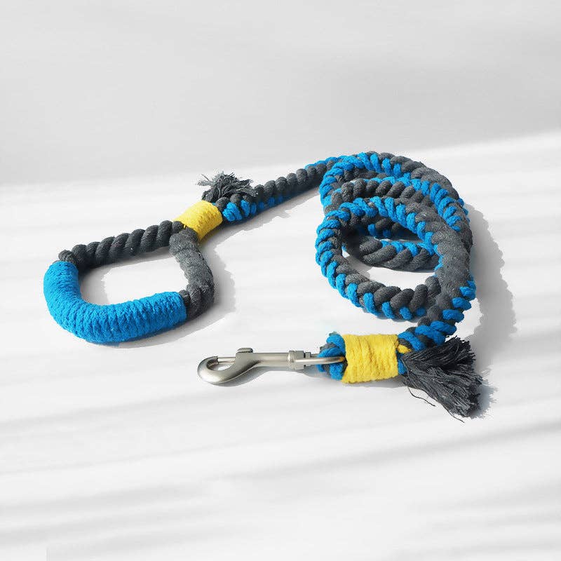 Black + Blue Durable Dog Rope Leash