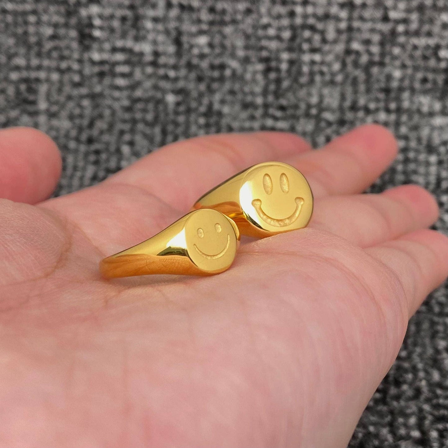 
                  
                    Gold Plated Stainless Steel Smiley Face Ring
                  
                
