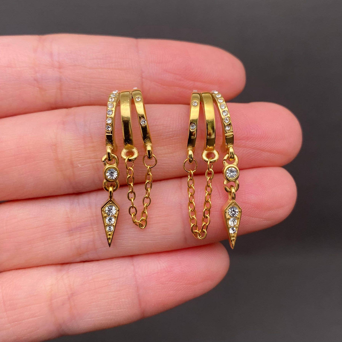 
                  
                    Open Back Inlaid Fringe Stud Earrings
                  
                