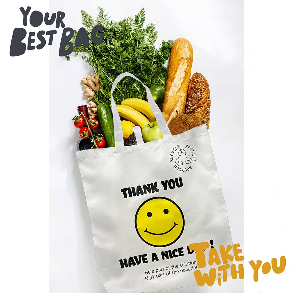 
                  
                    "Thank You" Classic Smiley Collapsible Shopping Tote
                  
                