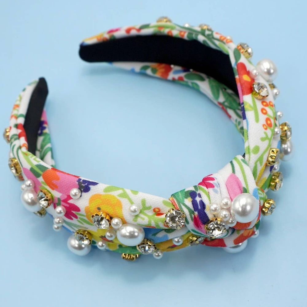 
                  
                    Pearl Embellished Top Knot Floral Headband
                  
                
