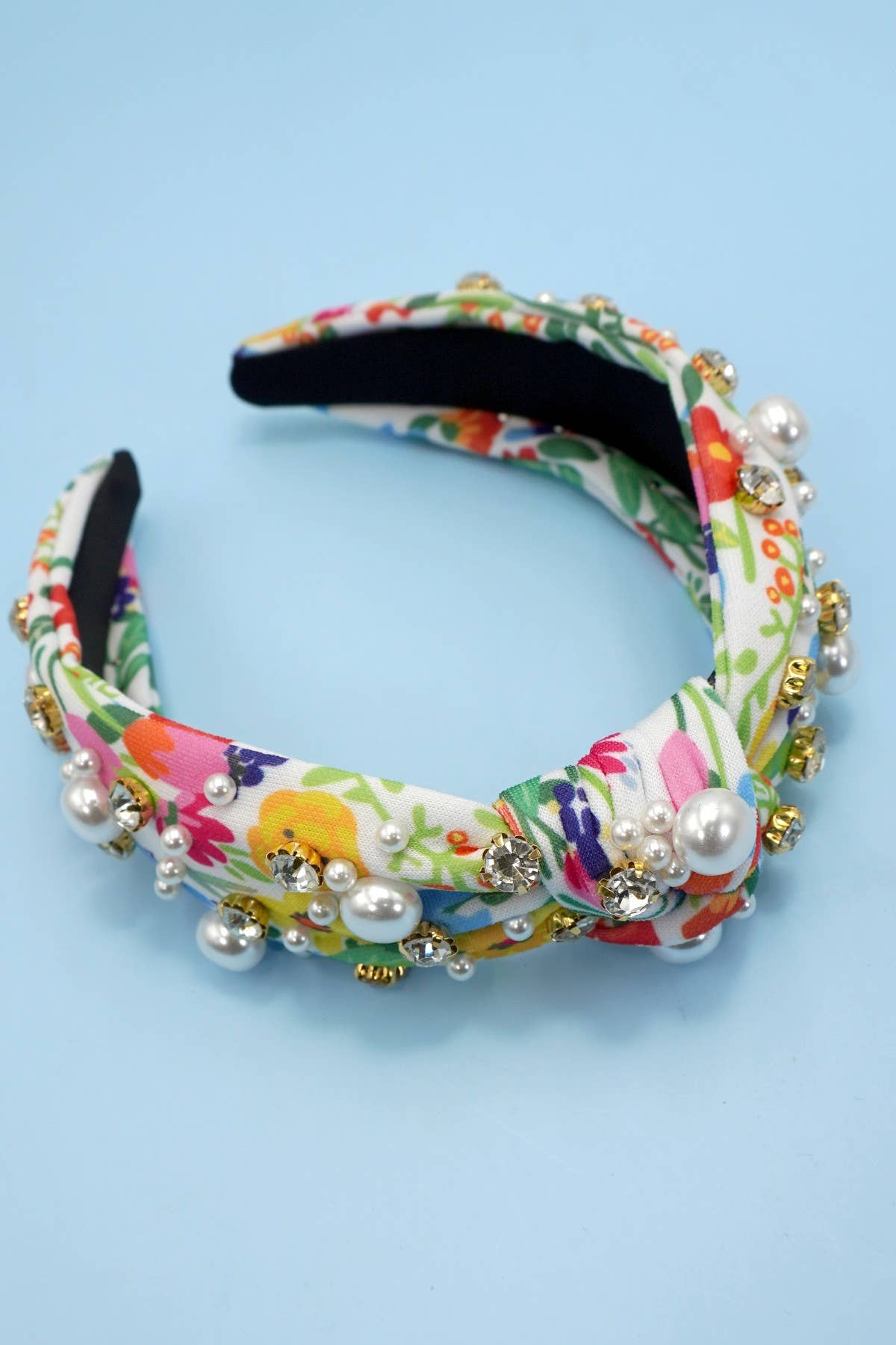 
                  
                    Pearl Embellished Top Knot Floral Headband
                  
                