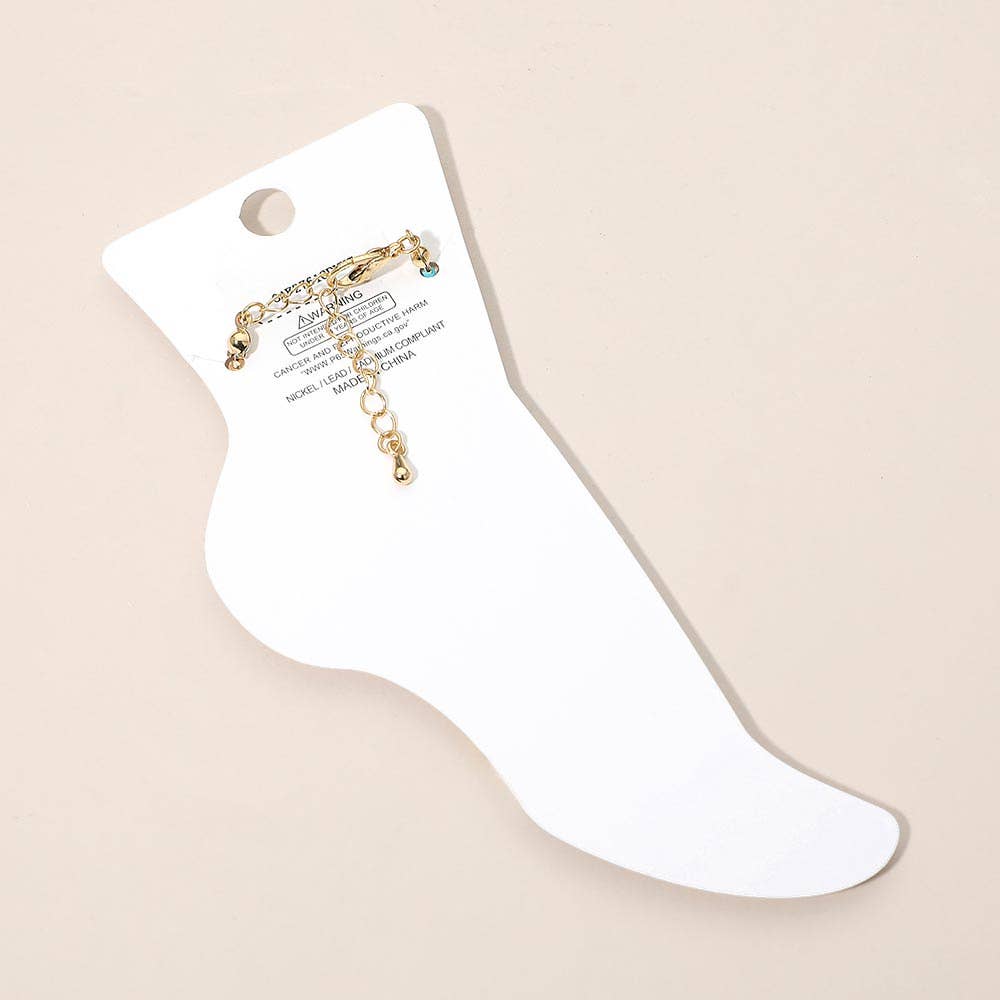 
                  
                    White + Gold Seed Beaded Petite Anklet
                  
                