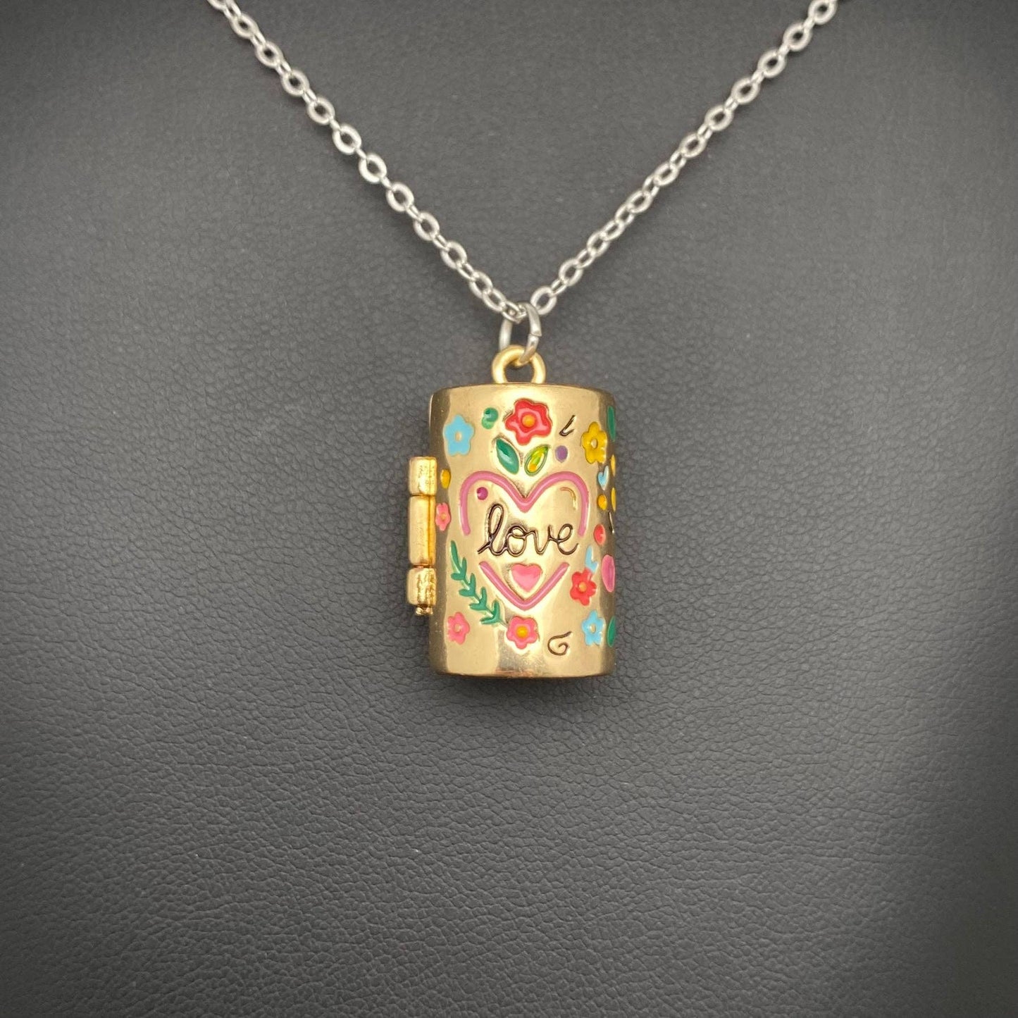 
                  
                    Enamel Barrel Box Locket Necklace
                  
                