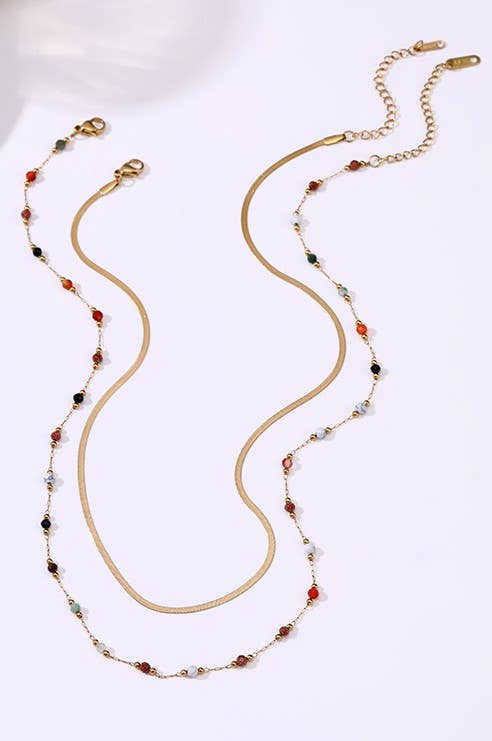 
                  
                    Flat Snake and Autumnal Beaded Necklace
                  
                