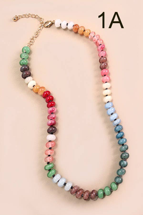 
                  
                    Agate Stone and Glass Beaded Necklace
                  
                