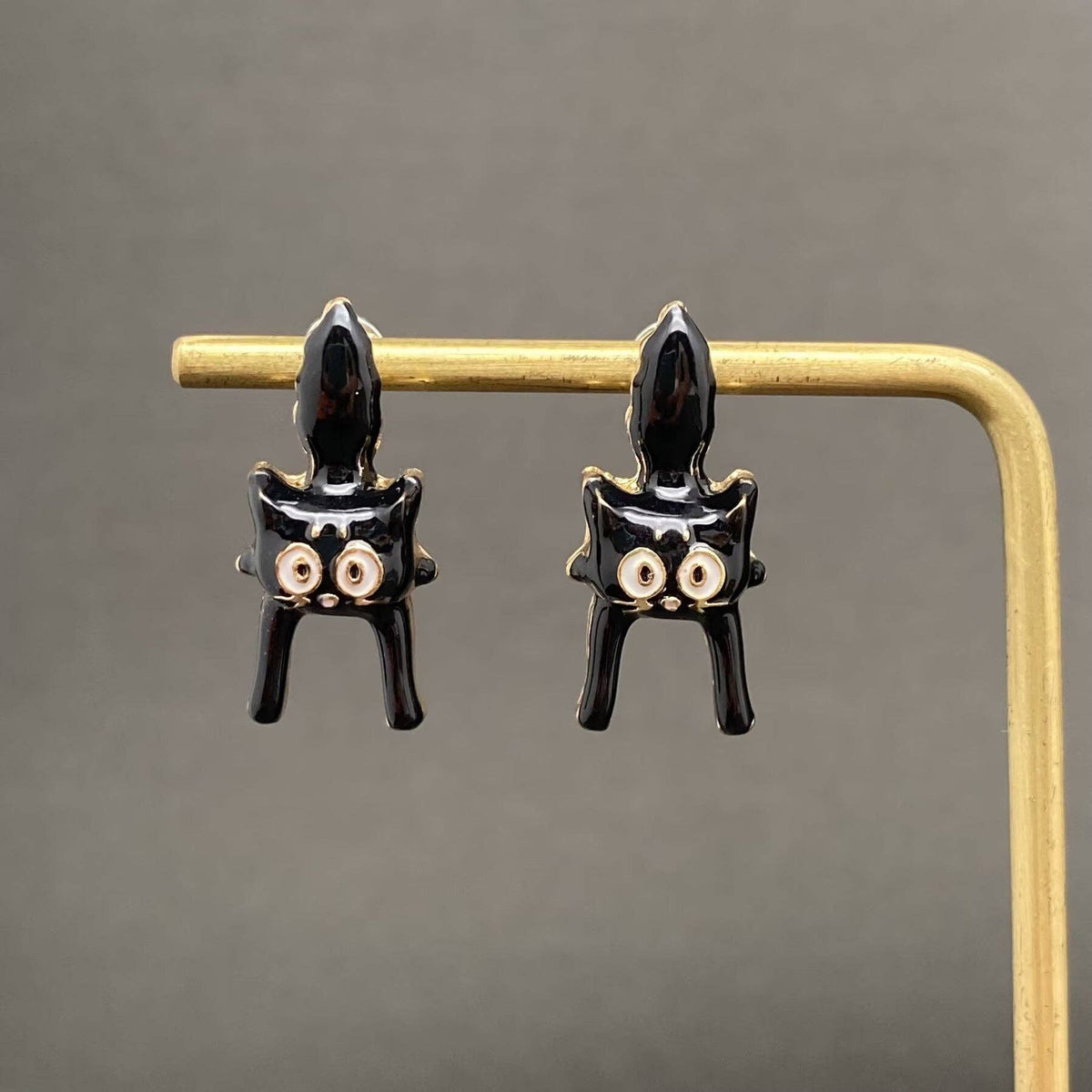 
                  
                    Scaredy Black Cat Enamel Earrings
                  
                