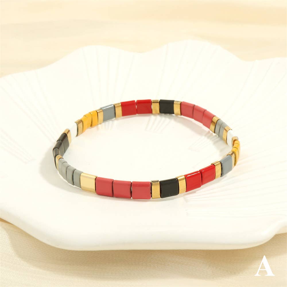 
                  
                    Glass TILA + Hematite Beaded Elastic Bracelets (Collection B)
                  
                