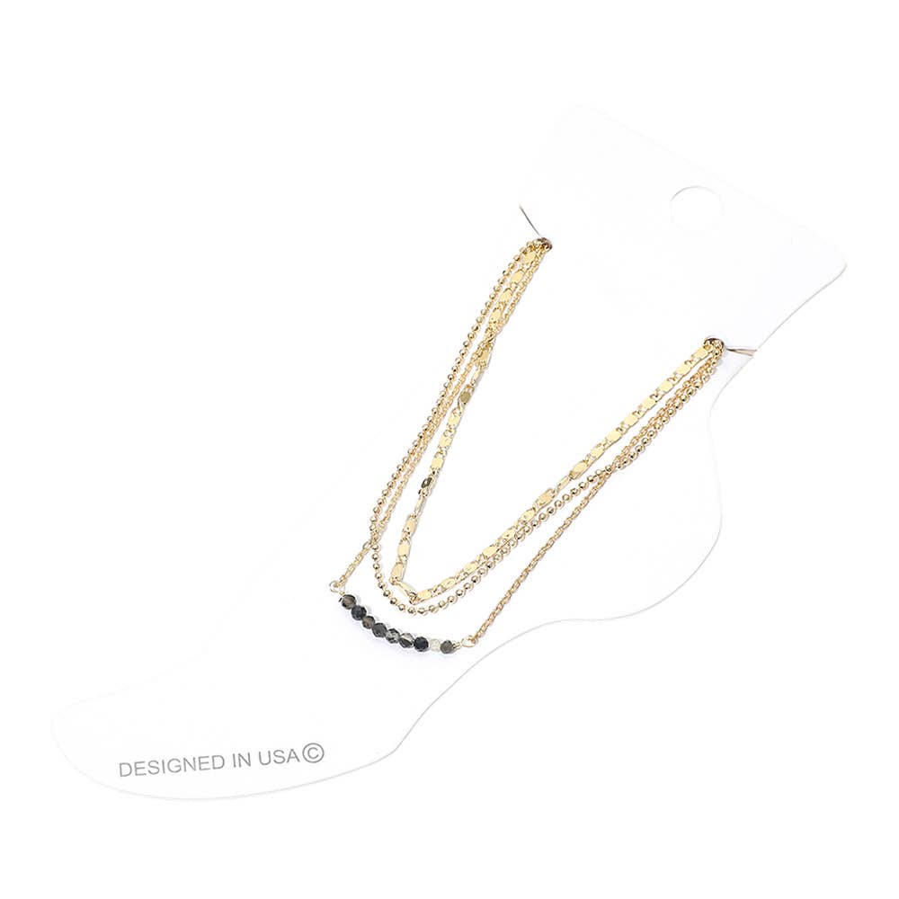 
                  
                    Triple Chain Petite Beaded Anklet
                  
                