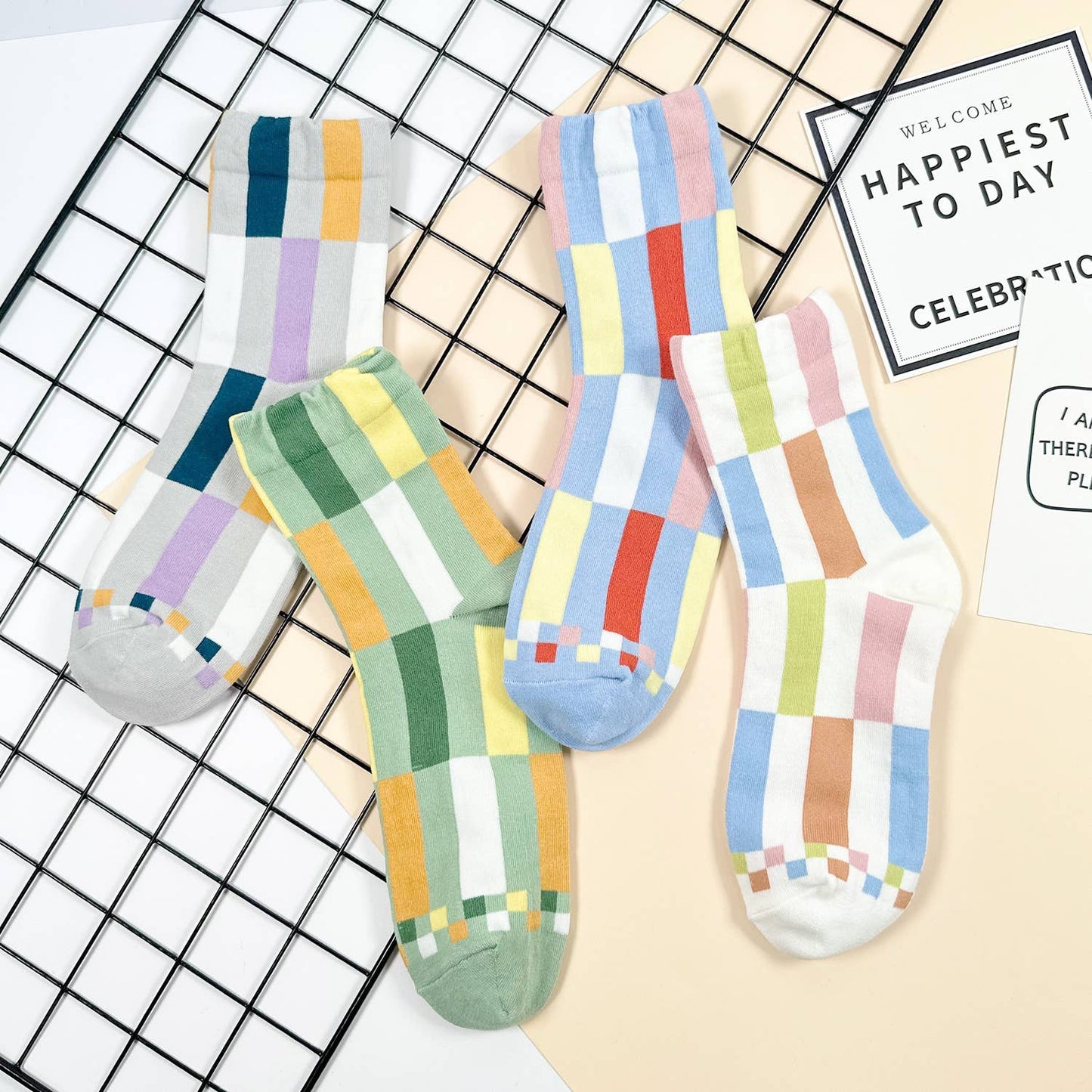 
                  
                    Color Block Tall Checkered Socks
                  
                