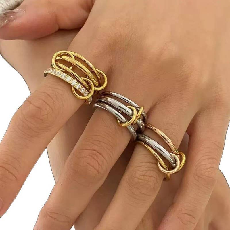 
                  
                    Linked Bands Mixed Metal Rings
                  
                