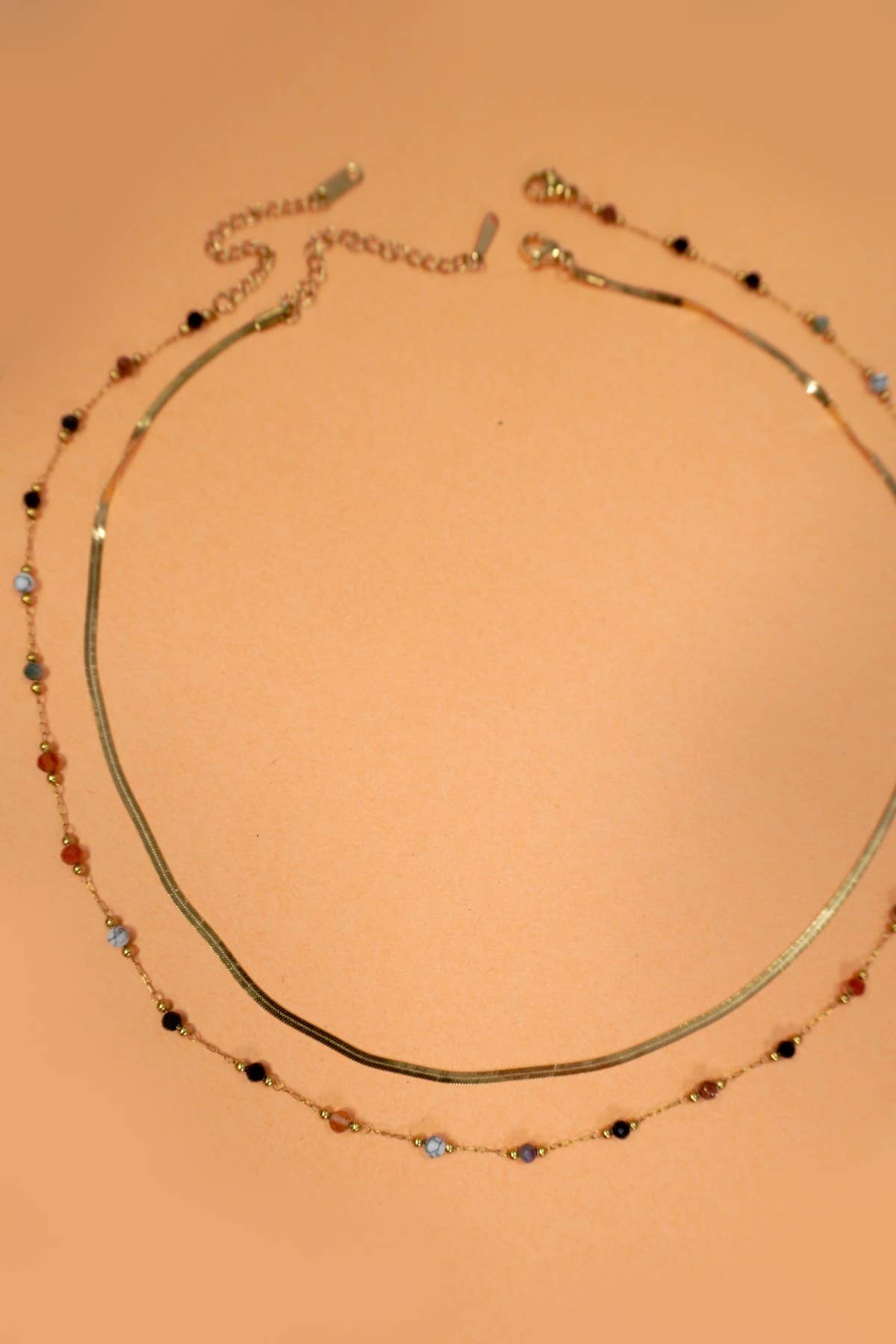 
                  
                    Flat Snake and Autumnal Beaded Necklace
                  
                