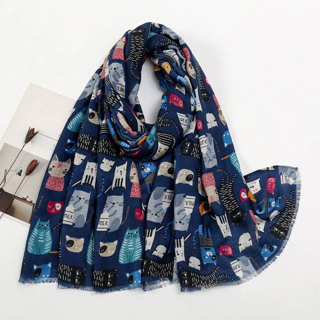 
                  
                    Illustrative Cat Pattern Scarf
                  
                
