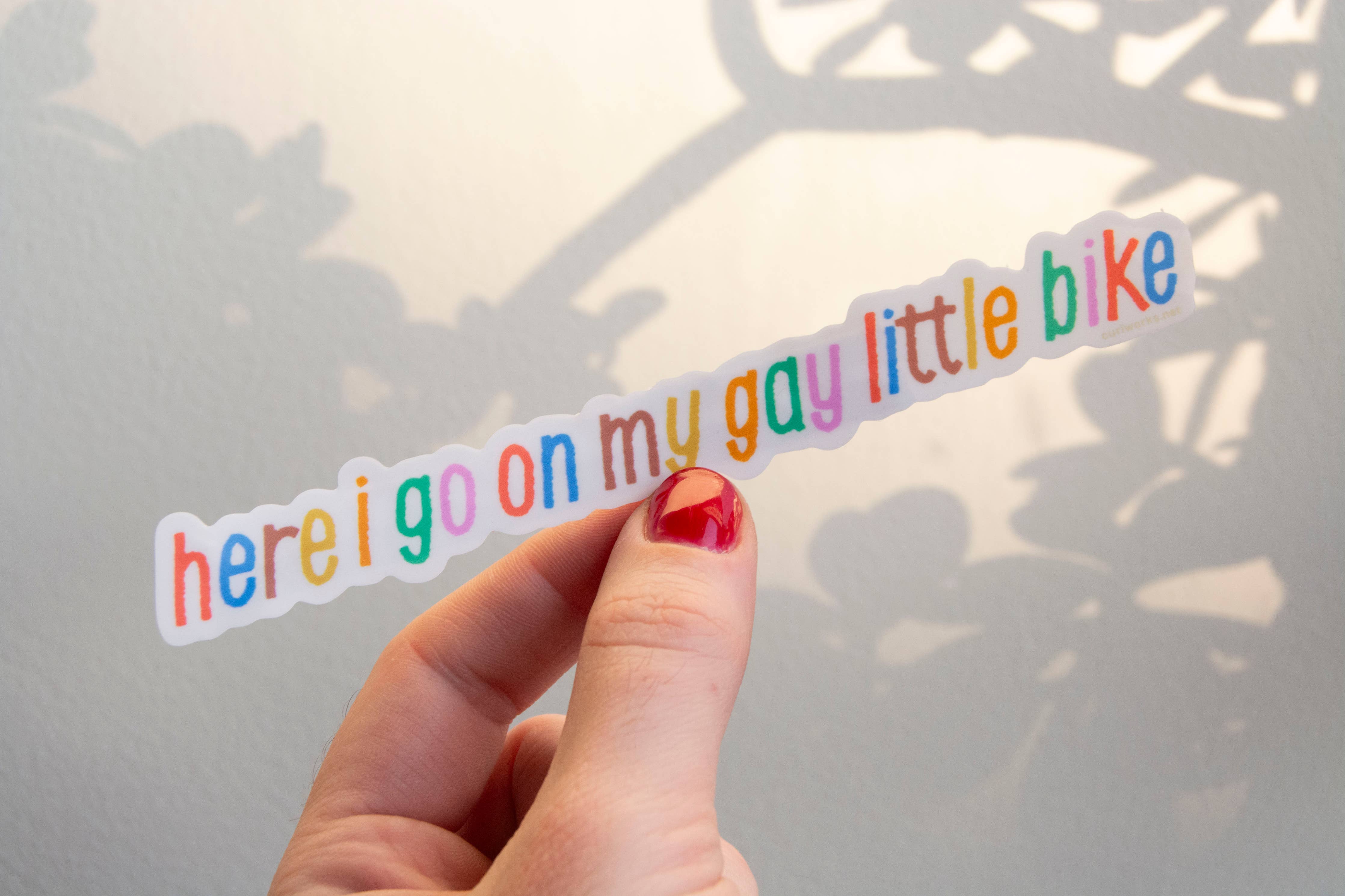 Here I Go On My Little Gay Bike Vinyl Sticker – Bowerbird