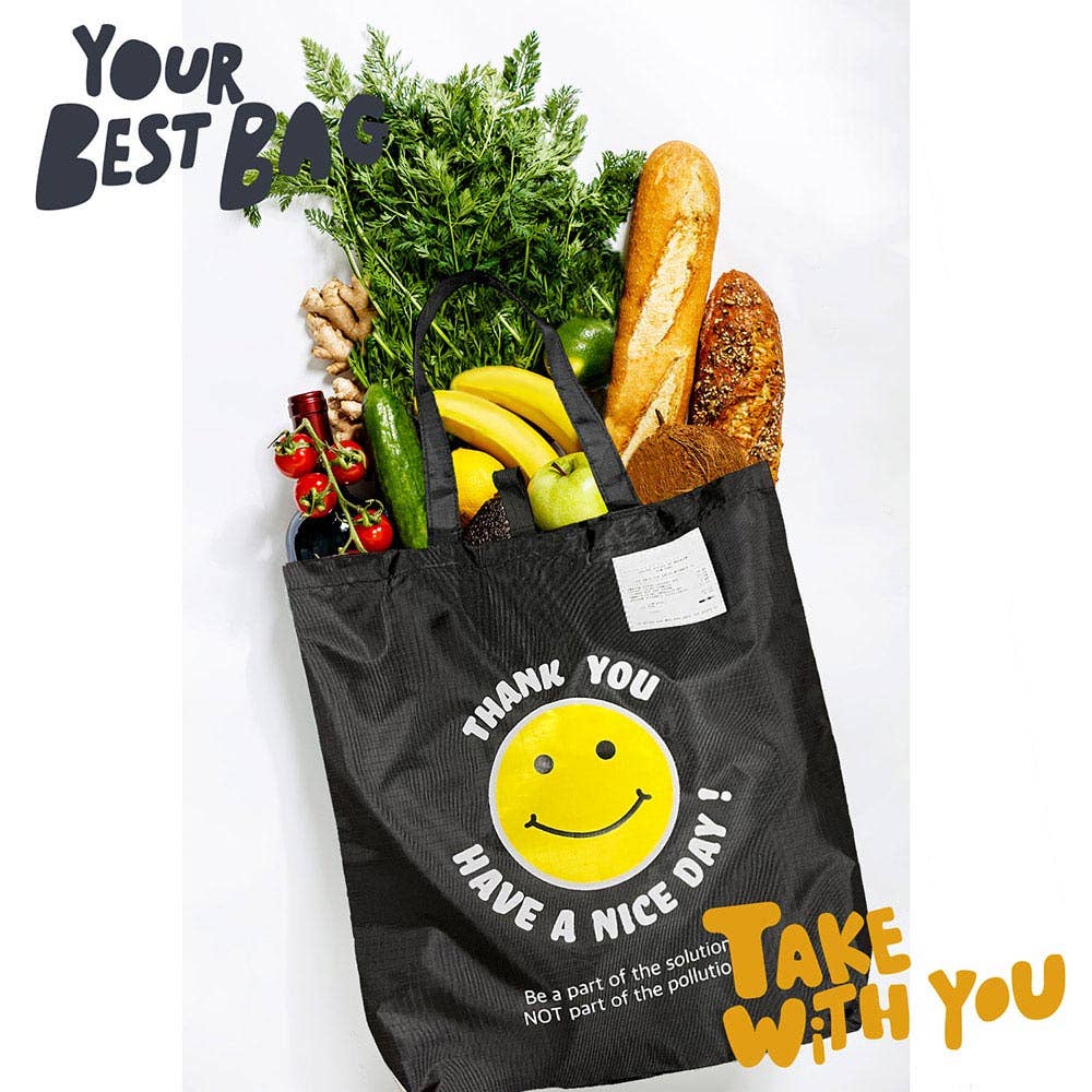 
                  
                    "Thank You" Classic Smiley Collapsible Shopping Tote
                  
                
