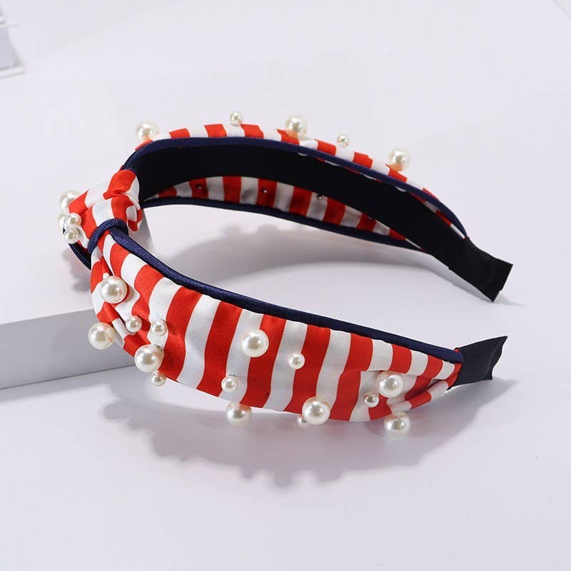 
                  
                    Patriot Stripes and Pearls Top Knot Headband
                  
                