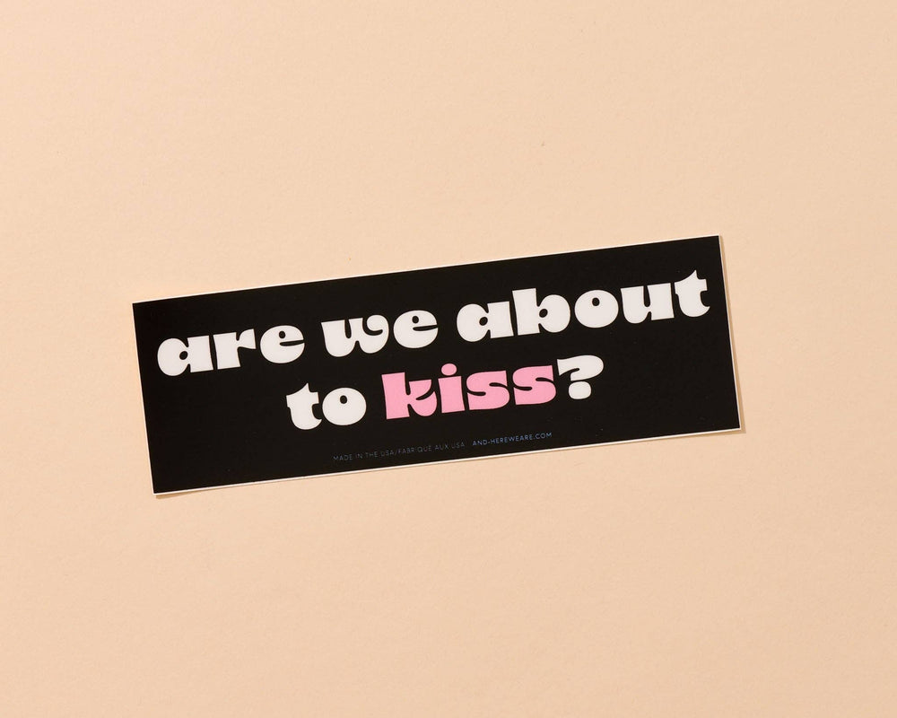 About to Kiss Vinyl Bumper Sticker - Holiday Gift Stocking Stuffer 