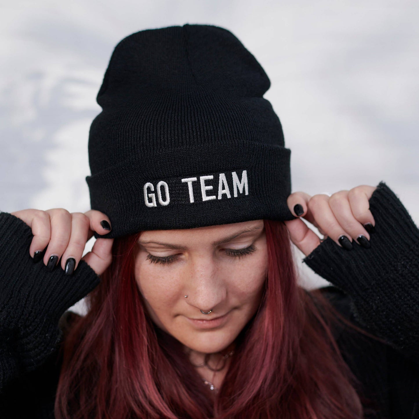 
                  
                    "Go Team" Embroidered Beanie
                  
                