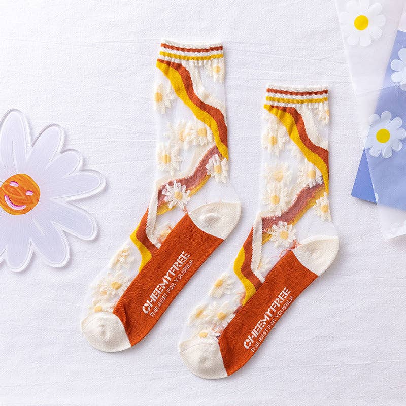 
                  
                    Sheer Floral Socks
                  
                