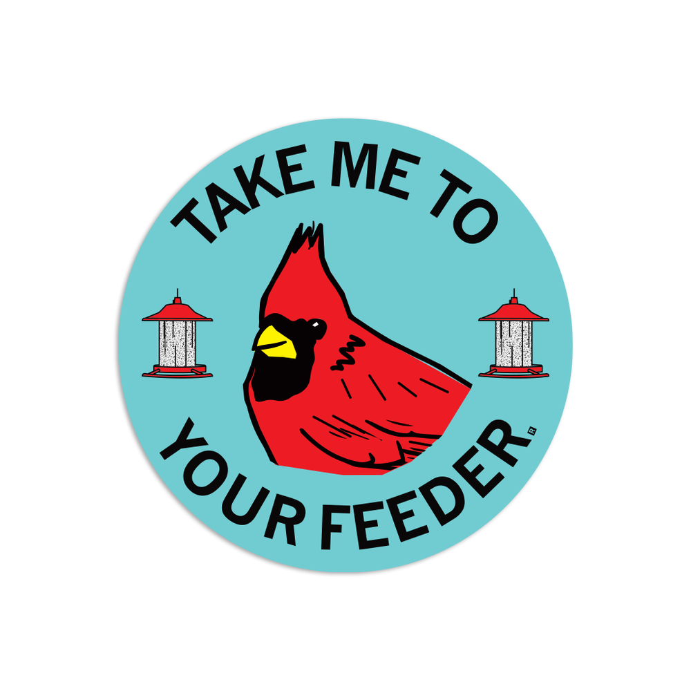 Take Me To Your Feeder Cardinal Circle Sticker