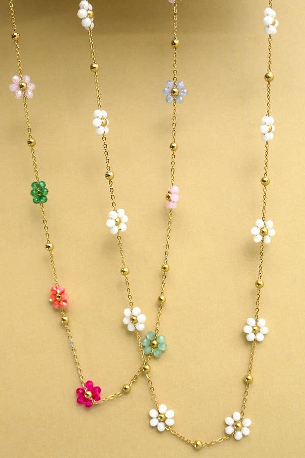 
                  
                    Flower Beaded Gold Link Necklace
                  
                