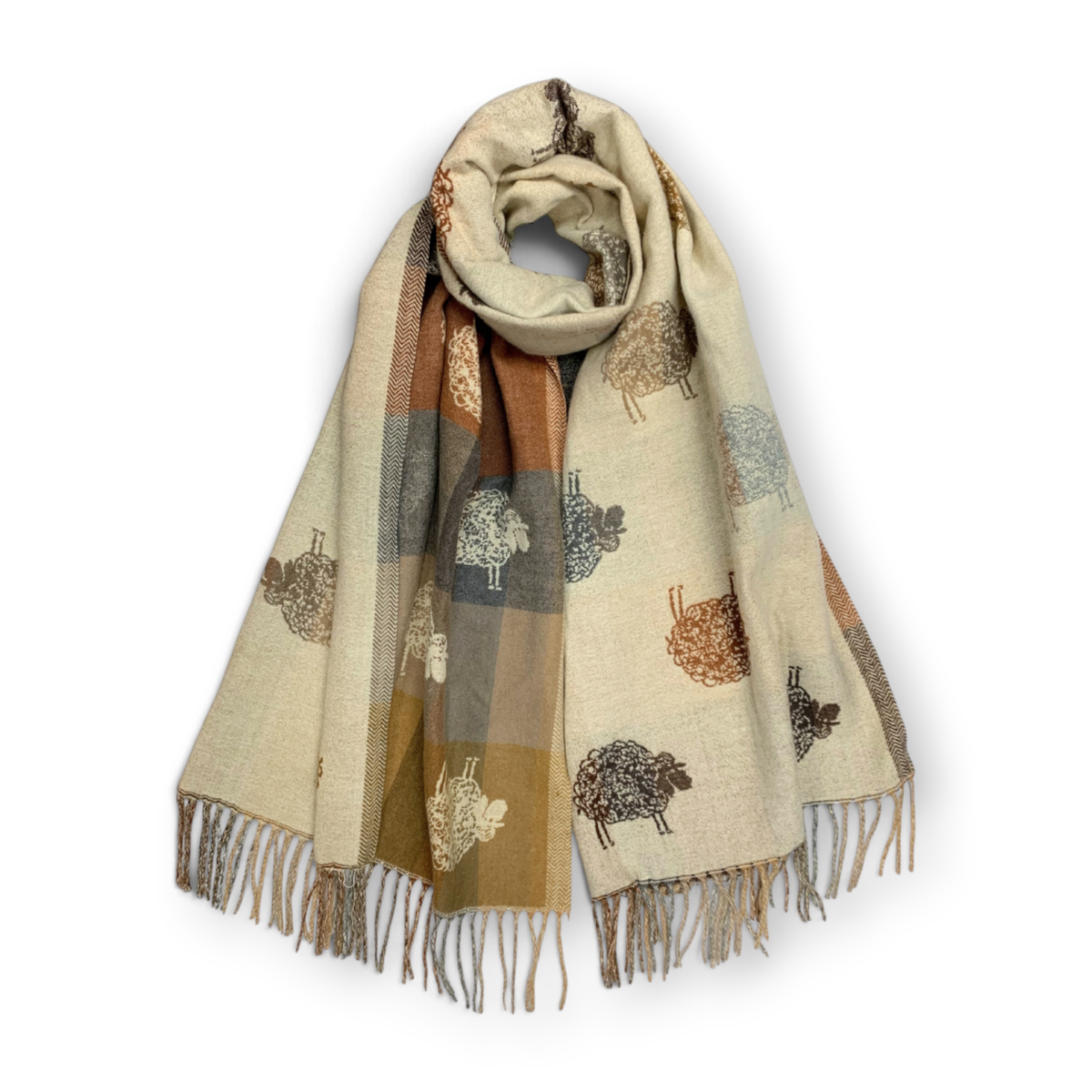 
                  
                    Sheep Reversible Wool Blend Winter Scarf
                  
                