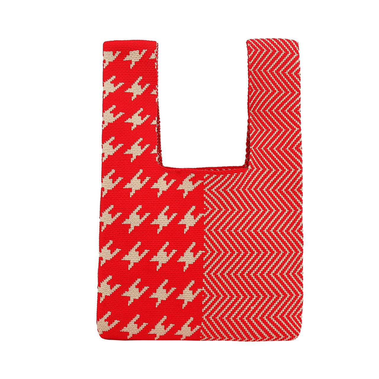 
                  
                    Knitted Tote - Red Houndstooth + Chevron
                  
                