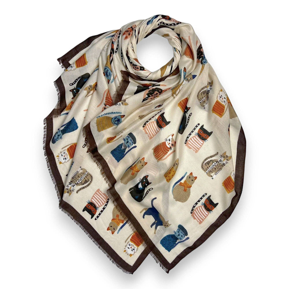Cat Characters Cotton Blend Scarf