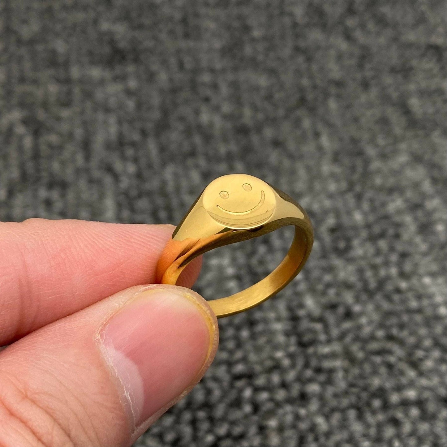 
                  
                    Gold Plated Stainless Steel Smiley Face Ring
                  
                