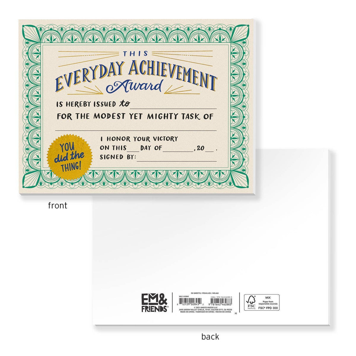
                  
                    Everyday Achievement Certificate Notepad
                  
                