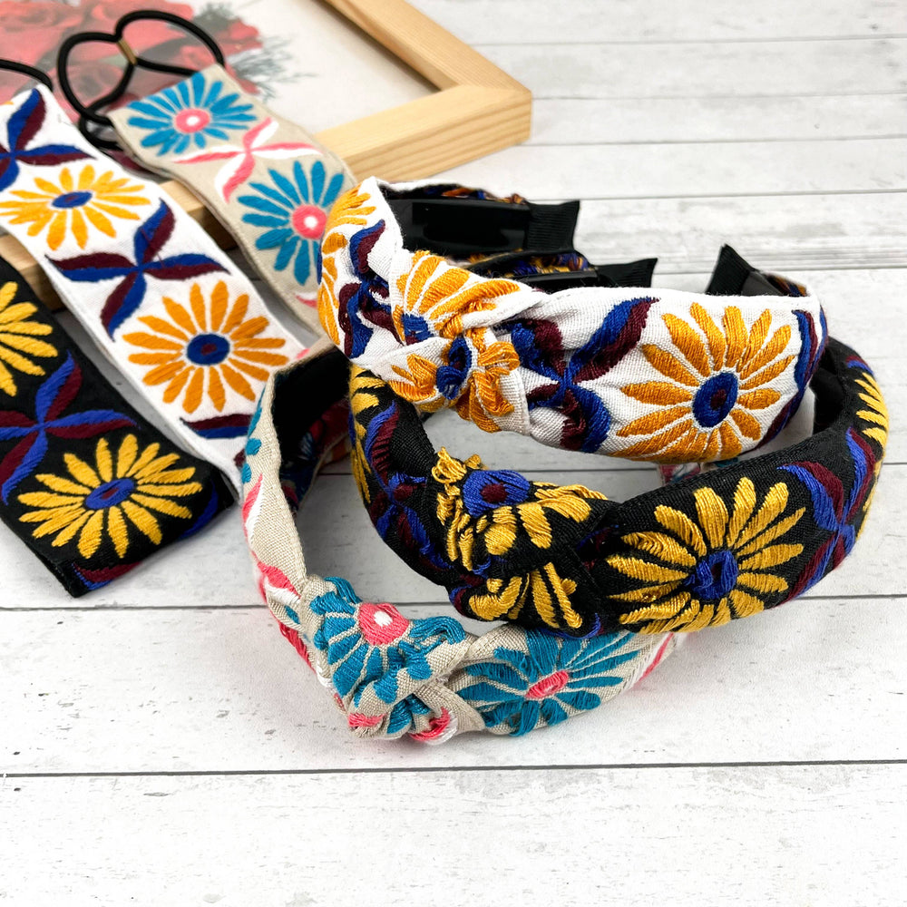 
                  
                    Embroidered Coneflower Knotted Headband
                  
                