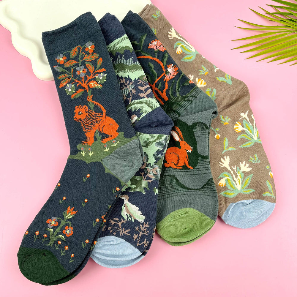Mural Cotton Mid-Calf Socks