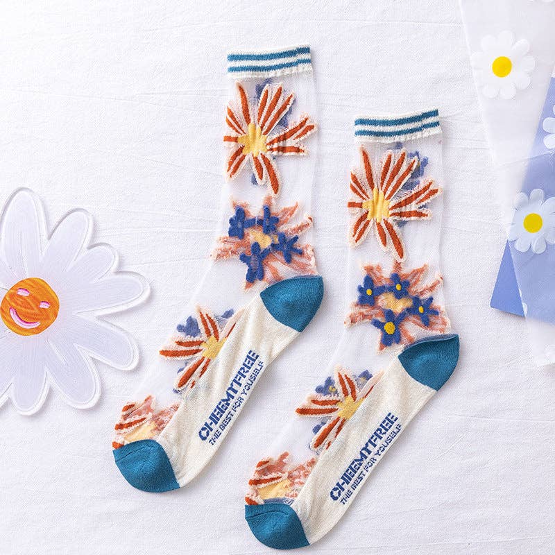 
                  
                    Sheer Floral Socks
                  
                