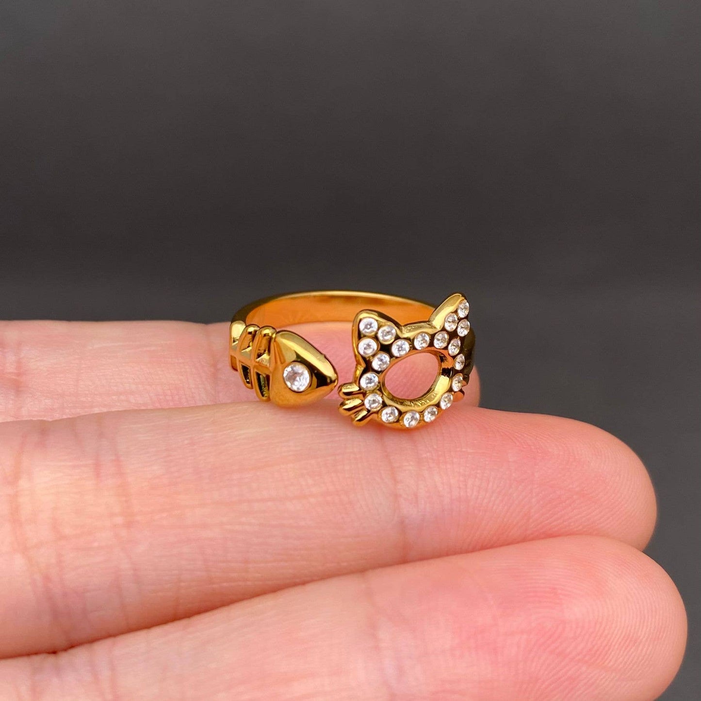 
                  
                    Zircon Inlaid Cat Meets Fish Ring
                  
                