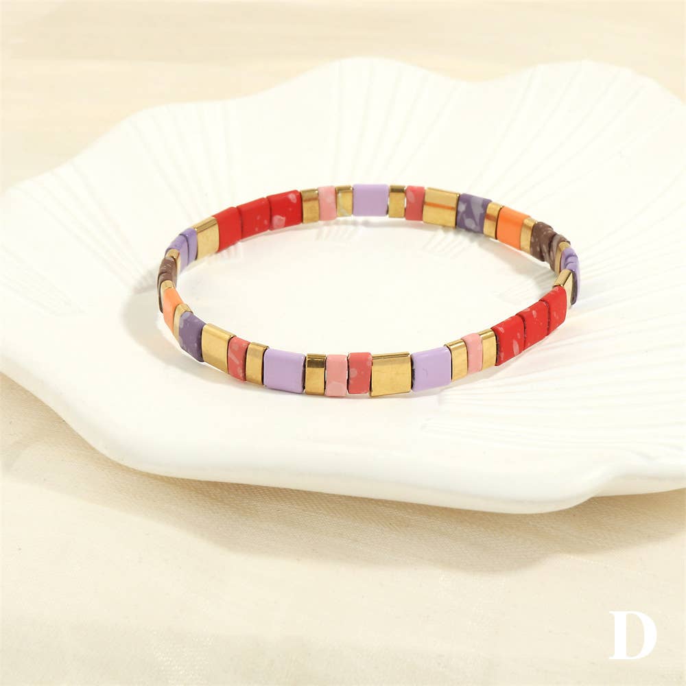 
                  
                    Glass TILA + Hematite Beaded Elastic Bracelets (Collection B)
                  
                