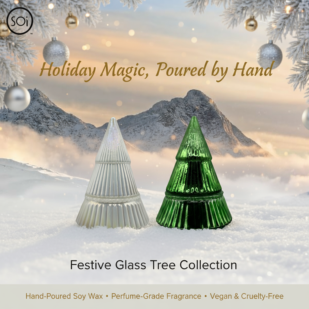 
                  
                    Mistletoe & Holly Glass Tree Vessel Candle: 9oz
                  
                