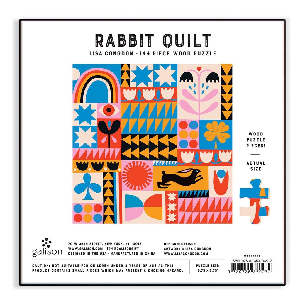 
                  
                    Lisa Congdon's Rabbit Quilt 144 Piece Wood Puzzle by Galison
                  
                