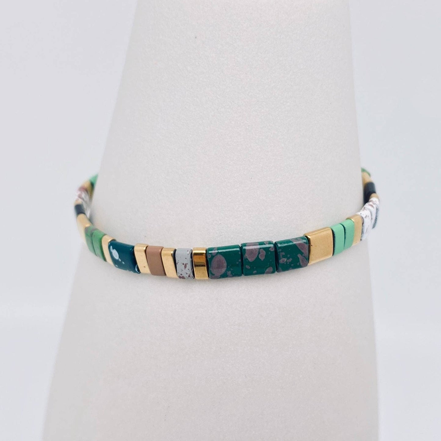 
                  
                    Glass TILA + Hematite Beaded Elastic Bracelets (Collection B)
                  
                