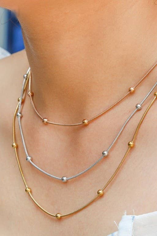 Trio Tone Triple Layer Necklace