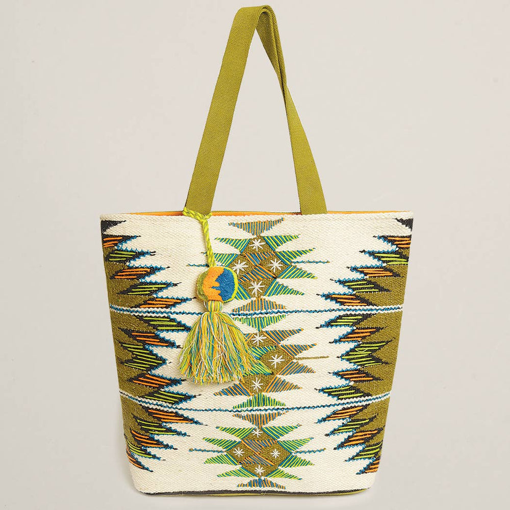 Pom-Pom Embroidered Weekender Bag