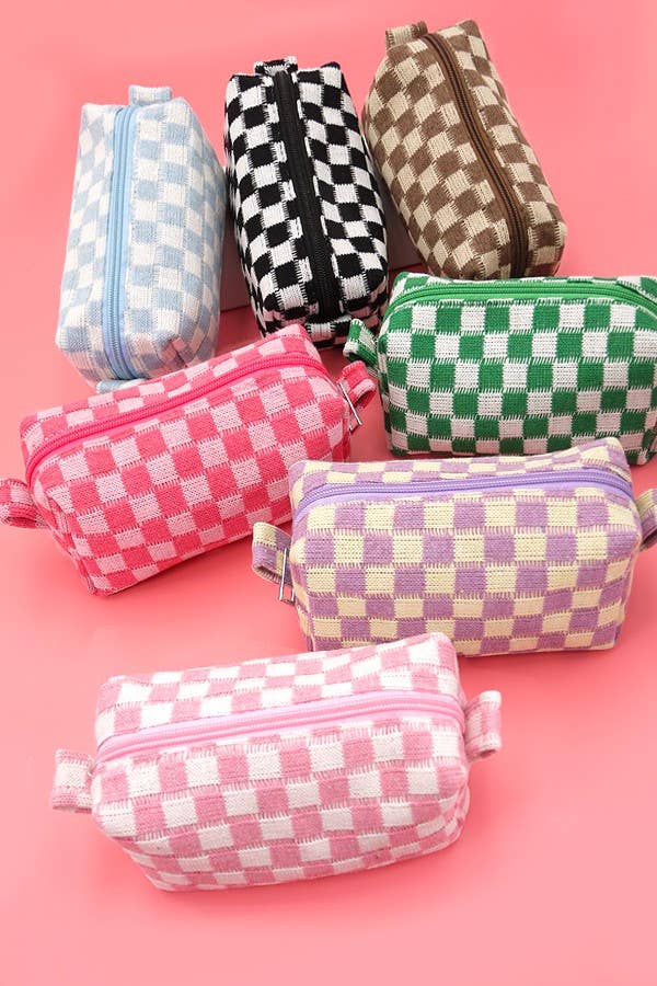 
                  
                    Knit Checkered Zip Pouch
                  
                
